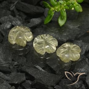 Gemas de Cuarzo Amarillo medio natural de 2.89 ct, Corte Flor, Transparente