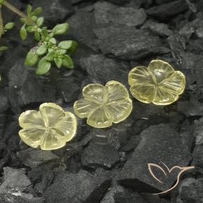 Gemas de Cuarzo Amarillo crema pálido natural de 7.02 ct, Corte Flor, Transparente