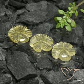 Gemas de Cuarzo Amarillo crema pálido natural de 7.02 ct, Corte Flor, Transparente