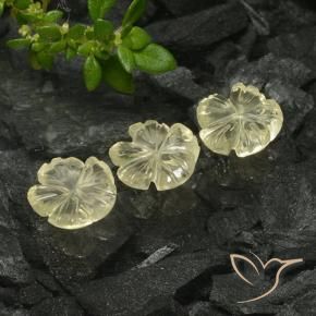 Gemas de Cuarzo Amarillo medio natural de 2.23 ct, Corte Flor, Transparente
