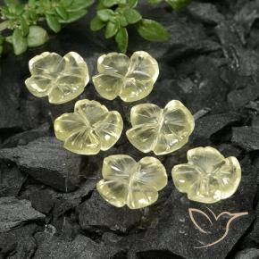 Gemas de Cuarzo Amarillo medio natural de 7.83 ct, Corte Flor, Transparente