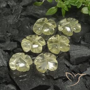 Gemas de Cuarzo Amarillo medio natural de 7.83 ct, Corte Flor, Transparente
