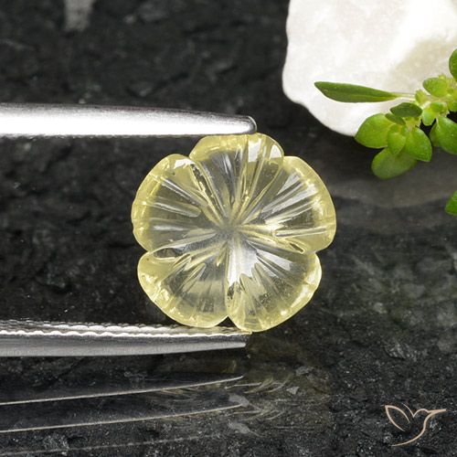 2.51ct Natural Amarillo pálido Cuarzo, Corte Flor, Transparente