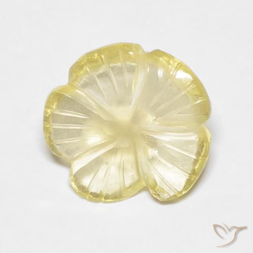3.07ct Natural Amarillo crema pálido Cuarzo, Corte Flor, Transparente