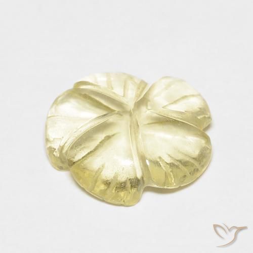 Cuarzo Amarillo crema pálido natural de 3.07 ct, Corte Flor, Transparente