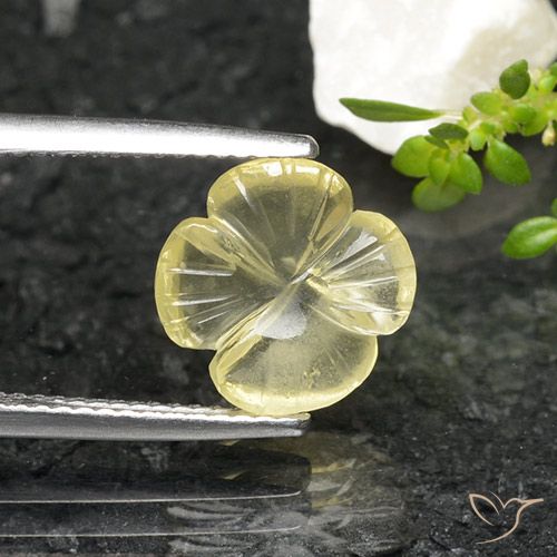 2.56ct Natural Amarillo verdoso Cuarzo, Corte Flor, Transparente