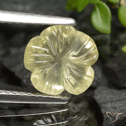 2.26ct Natural Amarillo crema pálido Cuarzo, Corte Flor, Transparente