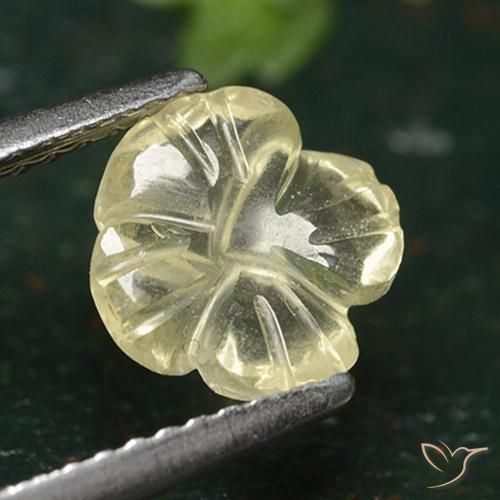 Cuarzo Amarillo medio natural de 1.38 ct, Corte Flor, Transparente
