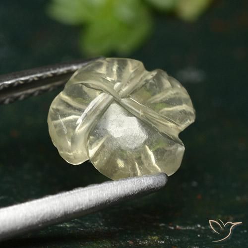 Cuarzo Amarillo medio natural de 1.38 ct, Corte Flor, Transparente