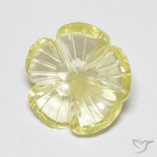Cuarzo Medium Light-Yellow natural de 3.80 ct, Corte Flor, Transparente