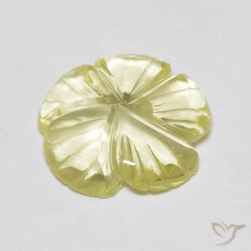 Cuarzo Medium Light-Yellow natural de 3.80 ct, Corte Flor, Transparente