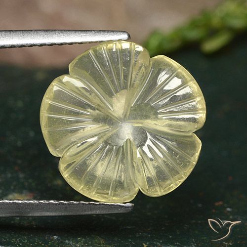 Cuarzo Amarillo medio natural de 5.17 ct, Corte Flor, Transparente