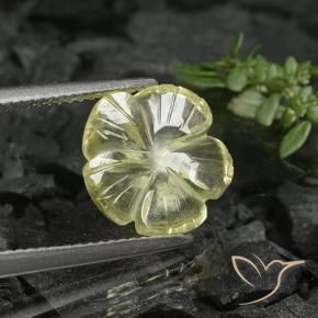 Cuarzo Amarillo medio natural de 3.38 ct, Corte Flor, Transparente