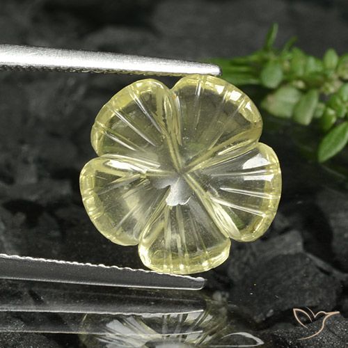 4.17ct Natural Amarillo medio Cuarzo, Corte Flor, Transparente