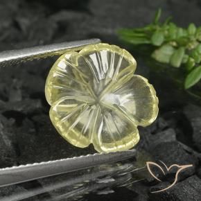 Cuarzo Amarillo medio natural de 4.17 ct, Corte Flor, Transparente