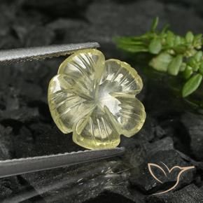 Cuarzo Amarillo medio natural de 2.88 ct, Corte Flor, Transparente