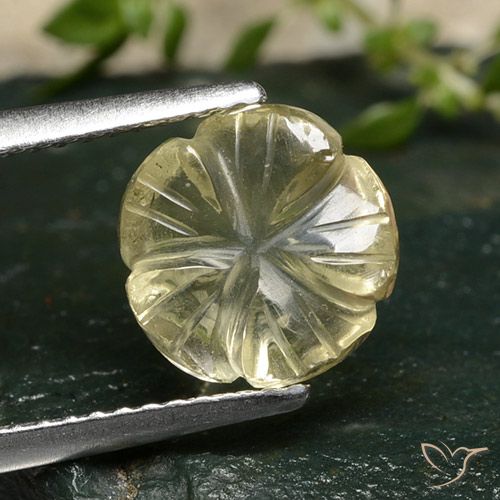 2.71ct Natural Amarillo crema pálido Cuarzo, Corte Flor, Transparente