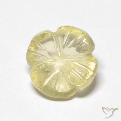 Cuarzo Amarillo claro natural de 1.89 ct, Corte Flor, Transparente