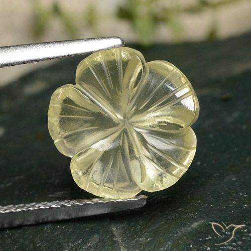 3.47ct Natural Amarillo crema pálido Cuarzo, Corte Flor, Transparente