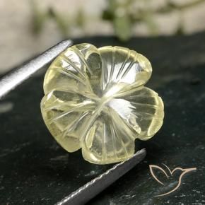 Cuarzo Amarillo crema pálido natural de 3.47 ct, Corte Flor, Transparente