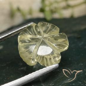 Cuarzo Amarillo crema pálido natural de 3.47 ct, Corte Flor, Transparente