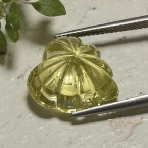 Cuarzo Amarillo medio natural de 12.42 ct, Corte Flor, Transparente