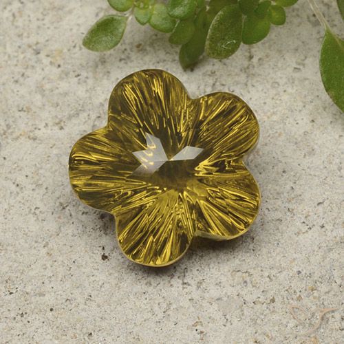 6.05ct Natural Dorado medio Cuarzo, Corte Flor, Transparente
