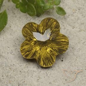 Cuarzo Dorado medio natural de 6.05 ct, Corte Flor, Transparente
