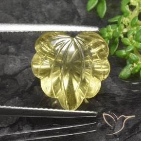 Cuarzo Amarillo piña claro natural de 8.86 ct, Corte Flor, Transparente