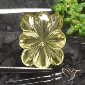 Cuarzo Amarillo claro medio natural de 9.11 ct, Corte Flor, Transparente
