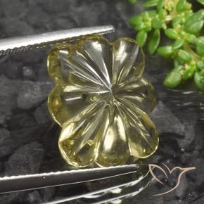 Cuarzo Amarillo claro medio natural de 9.11 ct, Corte Flor, Transparente