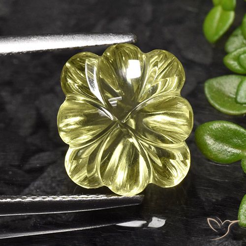 7.25ct Natural Amarillo maíz claro Cuarzo, Corte Flor, Transparente