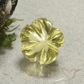 Cuarzo Amarillo claro medio natural de 9.60 ct, Corte Flor, Transparente