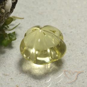 Cuarzo Amarillo claro medio natural de 9.60 ct, Corte Flor, Transparente