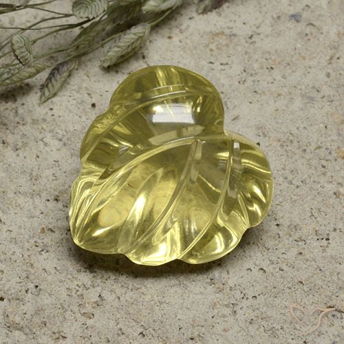 7.48ct Natural Amarillo pálido Cuarzo, Corte Flor, Transparente