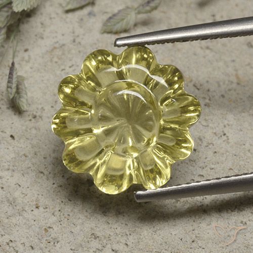 6.19ct Natural Amarillo pálido Cuarzo, Corte Flor, Transparente