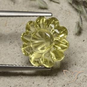 Cuarzo Amarillo pálido natural de 6.19 ct, Corte Flor, Transparente