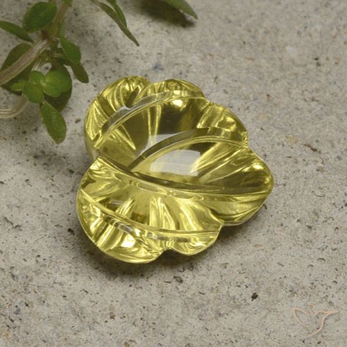 7.41ct Natural Amarillo claro medio Cuarzo, Corte Flor, Transparente