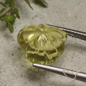 Cuarzo Amarillo claro medio natural de 7.41 ct, Corte Flor, Transparente