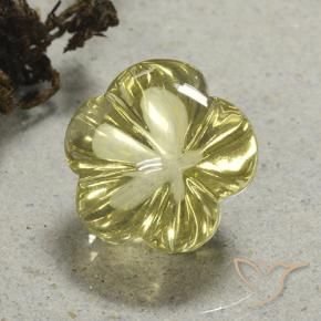 Cuarzo Amarillo claro natural de 13.66 ct, Corte Flor, Transparente