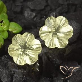Gemas de Cuarzo Amarillo limón natural de 5.15 ct, Corte Flor, Transparente