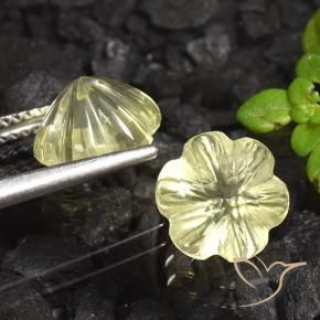 Gemas de Cuarzo Amarillo limón natural de 5.15 ct, Corte Flor, Transparente