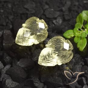 Gemas de Cuarzo Amarillo claro medio natural de 9.49 ct, Corte Flor, Transparente