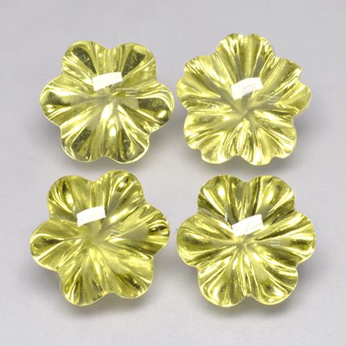 Gemas de Cuarzo Amarillo verdoso natural de 15.85 ct, Corte Flor, Transparente
