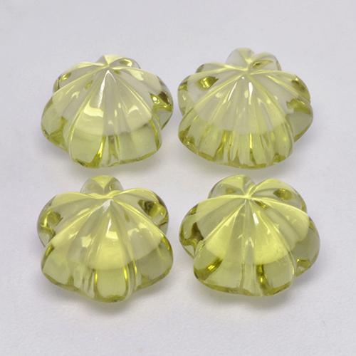 Gemas de Cuarzo Amarillo verdoso natural de 15.85 ct, Corte Flor, Transparente