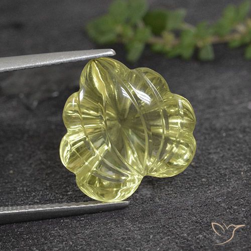 7.99ct Natural Amarillo piña claro Cuarzo, Corte Flor, Transparente