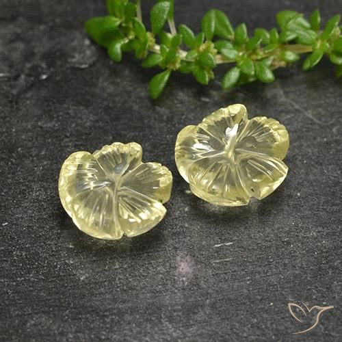 Gemas de Cuarzo Amarillo pálido natural de 4.28 ct, Corte Flor, Transparente
