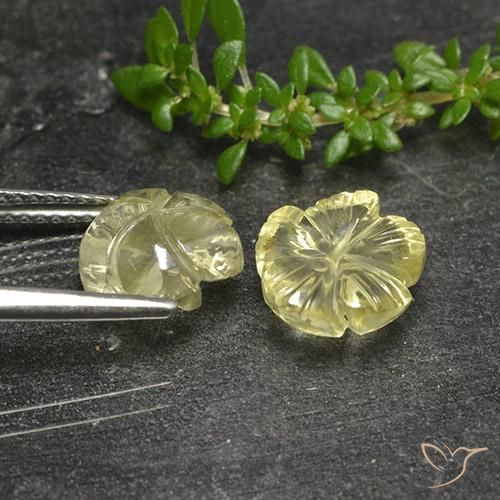 Gemas de Cuarzo Amarillo pálido natural de 4.28 ct, Corte Flor, Transparente