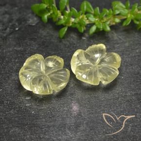Gemas de Cuarzo Amarillo pálido natural de 3.99 ct, Corte Flor, Transparente