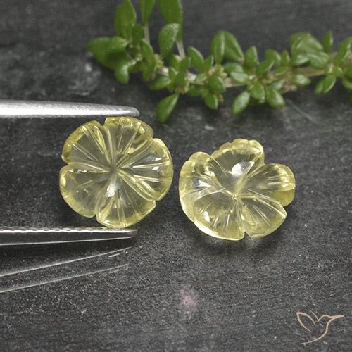 3.87ctw Natural Amarillo pálido Cuarzo, Corte Flor, Transparente